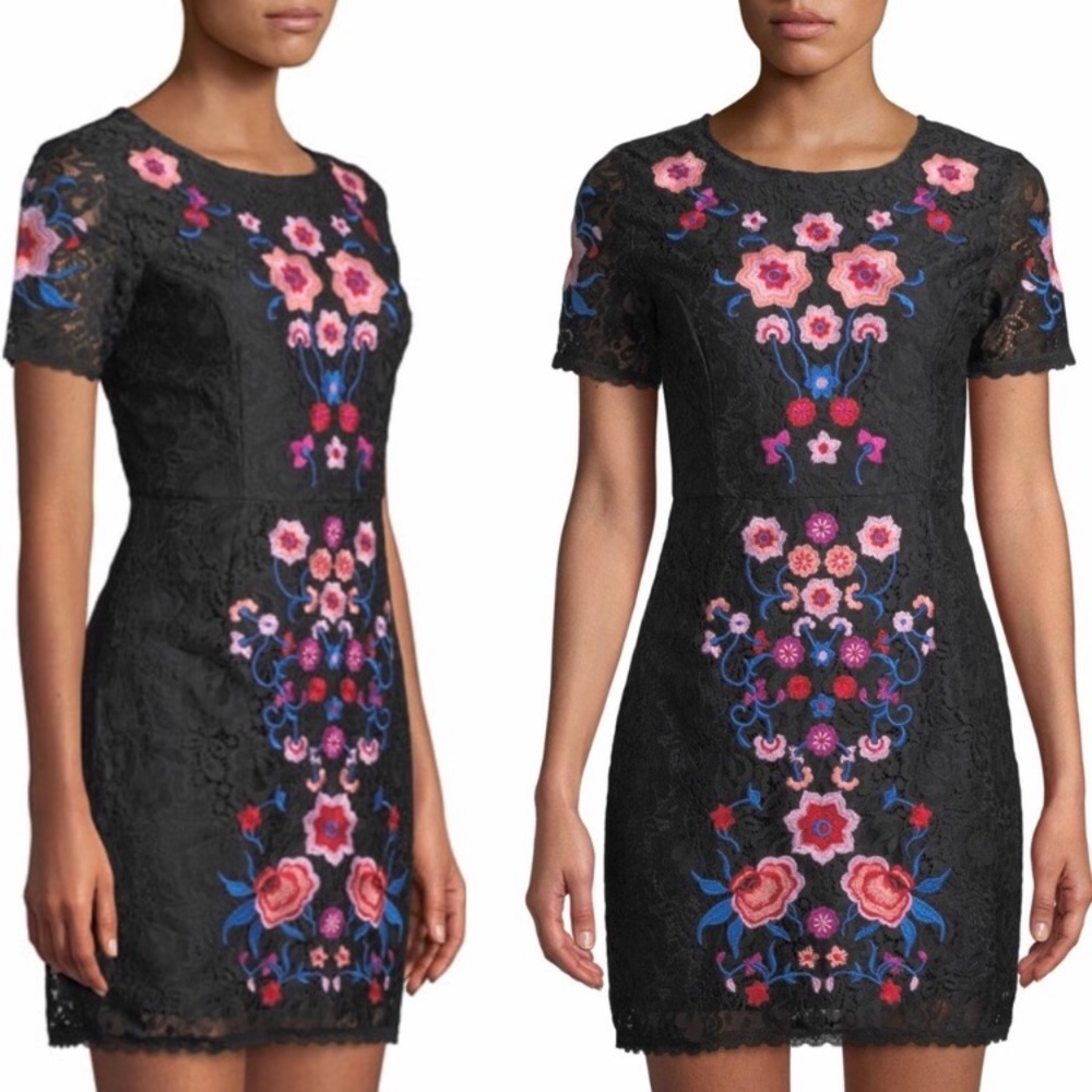 NWOT Free Generation black/floral lace dress